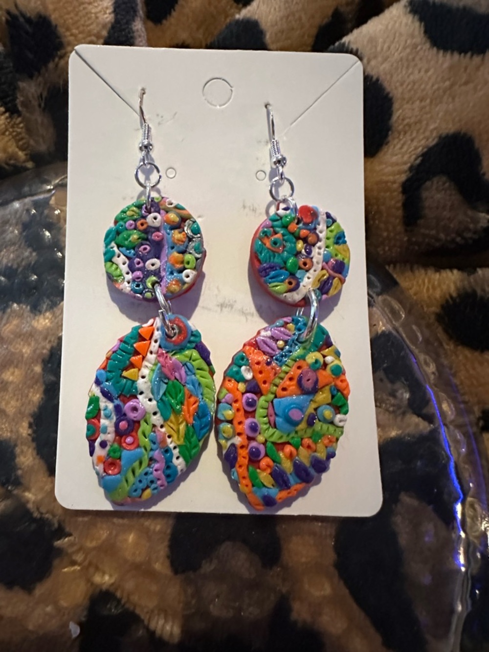 Handmade Multicolor Polymer Clay Dangle Earrings - Women Jewelry